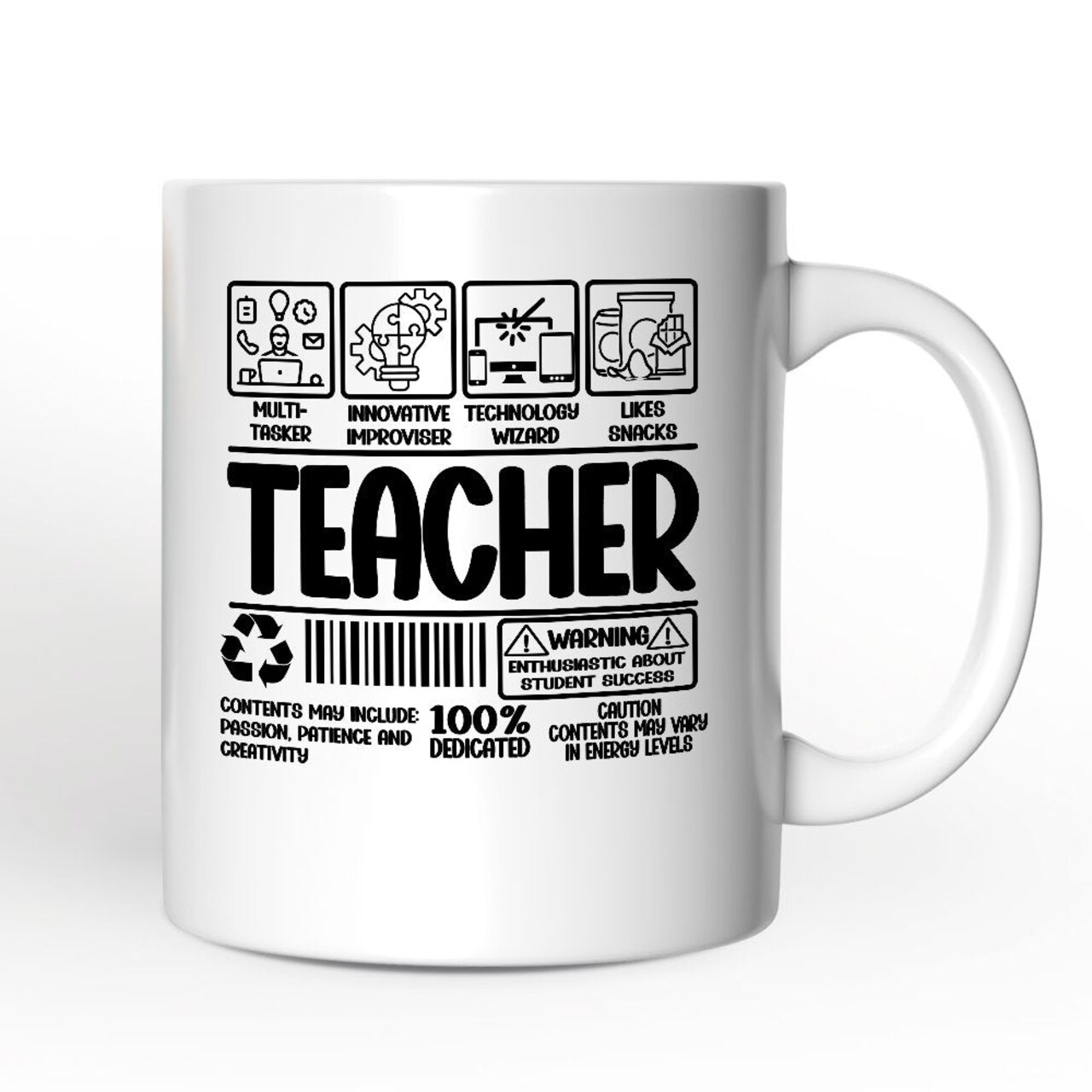 Teacher Label Mug, Funny Barcode for Dedicated Educators Gift